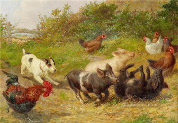 動物 Painting - 犬豚鶏と雄鶏
